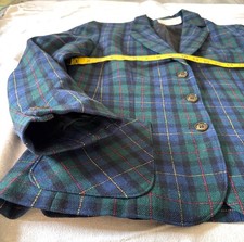 VTG Pendleton 100 Wool Blue-Green Tartan MiUSA Women's Blazer/Suit Jacket HOLES