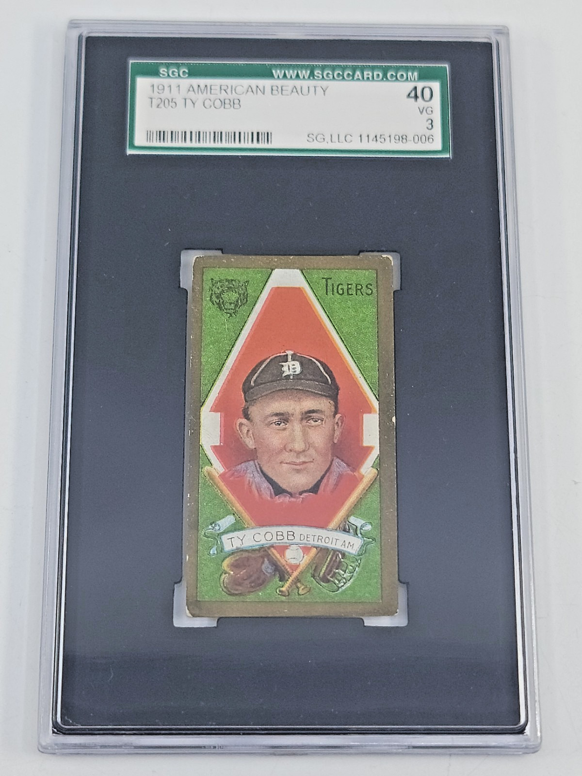1911 Ty Cobb T205 Gold Border SGC 3 American Beauty Back Green Rare Back