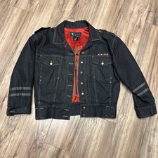 Vintage Laurel Escada embroidered Black denim jacket 38 bomber Miltary
