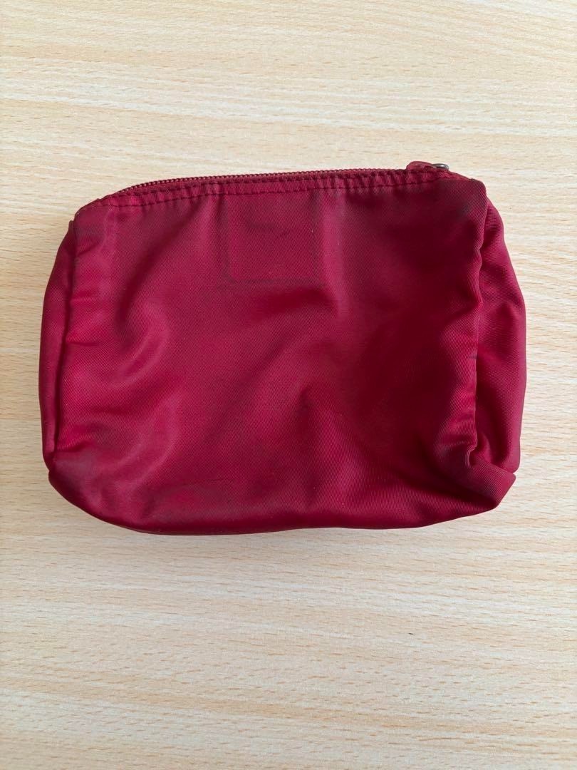 Authentic PRADA Red Nylon Pouch w/Triangle Logo Plate Zipper