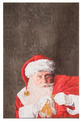Santa Claus and Sack of Toys Printed Flour Sack Christmas Kitchen Dish Towel