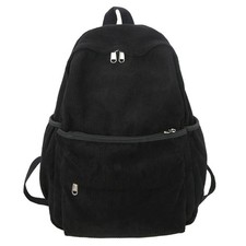 Black Corduroy Backpack, 15.6 inch Laptop, College, Cute Book Bag, Preppy