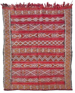 Rare Hand Knotted Vintage Morocco Sumouk Kilim Kilm Wool Area Rug 4.9 x 3.0 Ft