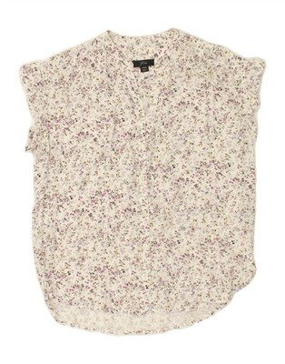 J. CREW Damen Oversize Kurzarm Shirt Bluse UK 2 2XS weiß geblümt MV02