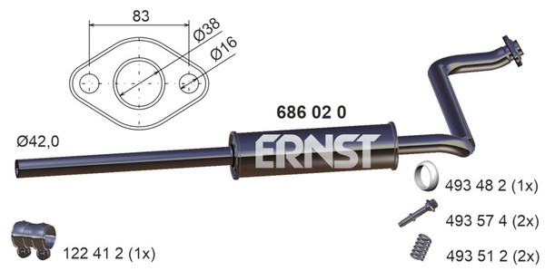 Ernst MittelschalldäMpfer 686020 FüR Toyota Yaris SCP12_ SCP13_ SCP12R SCP13R-image