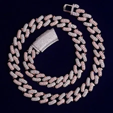 Mens Iced Blinged Out Rose Gold & Silver Plated Luxury Miami Cuban Link Chains