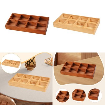 Wooden Divided Storage Box 8 Grid Container Practical Countertop Organization