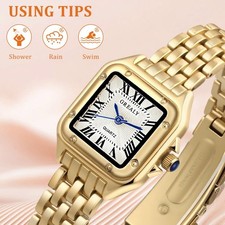 Watches Women Square Watches with Vintage Bracelet Rectangular Case Roman Dial