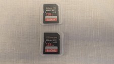 Image of Two SanDisk Extreme Pro 128GB , 200MB/s Memory Cards.