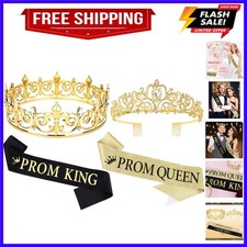 Prom King and Queen Crown Set with Sashes, King and Queen Crowns for Men and ...