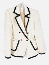 Veronica Beard Size M  White/Black Trim Tweed Designer Blazer