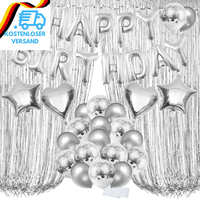 Zerodeco Geburtstagsdeko Silber Set, Happy Birthday Buchstaben Ballons Folienvor