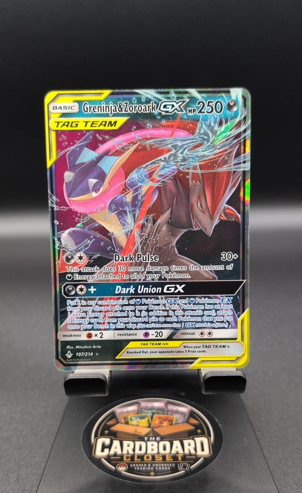 Greninja & Zoroark GX 107/214 Sm-Unbroken Bonds Holo. Pokemon TCG. Light Play.  