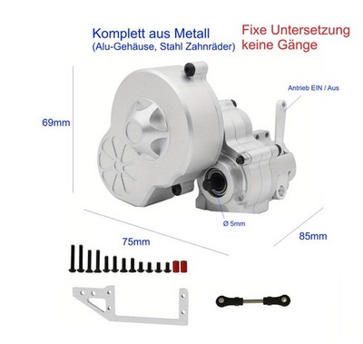 RC Modellbau Gearbox mit fixer Untersetzung keine Gangschaltung Alu Gehäuse