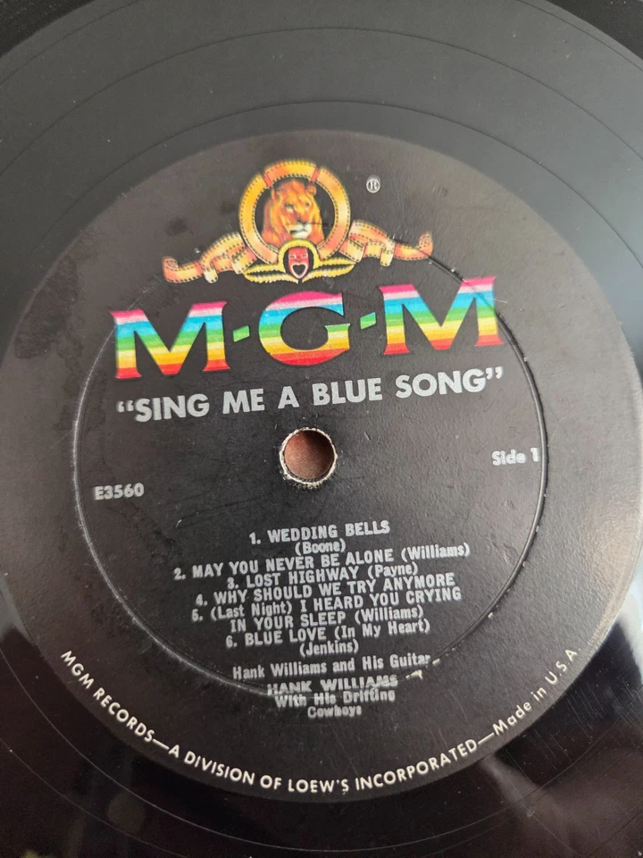 HANK WILLIAMS - SING ME A BLUE SONG - MGM RECORDS E3560 VG 1960 RELEASE LP VINYL - Image 4 of 4