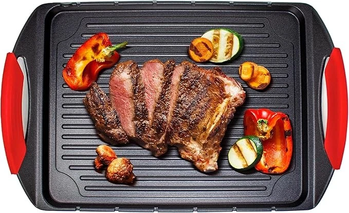 Jean-Patrique Stove Top Griddle with Handles + 6 Stainless Steel Skewers - Cast
