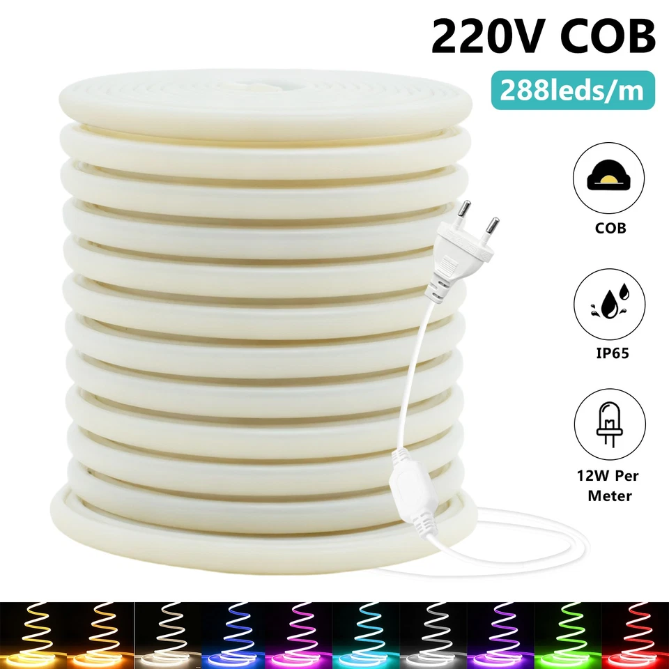 230V COB Neon LED Strip Streifen Wasserdicht Schlauch Lichtleiste Lichtband IP67 - Bild 2 von 4