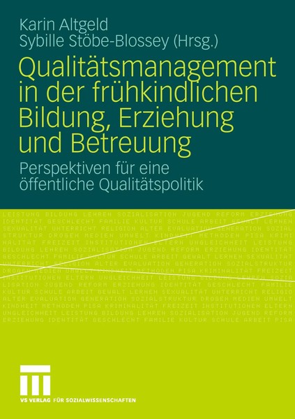 QualitäTsmanagement In Der FrüHkindlichen Bildung, Erziehung Und Betreuung Buch-image