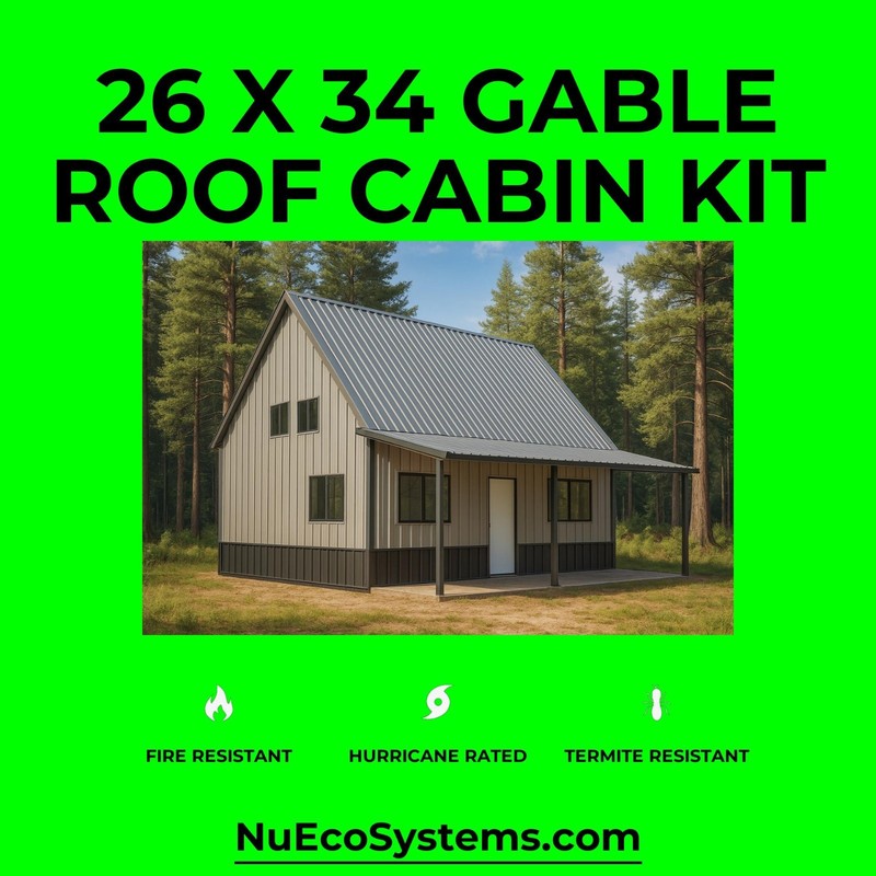 U.S. Made Fire Resistant 26 X 34 Cabin, Barndominium or Steel Home Kit - thumbnail 8