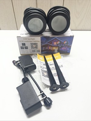 2 Pack RGB LED Outdoor Spotlight Color Changing Landscape Lights Waterproof