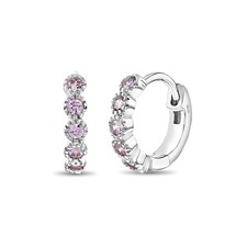 Flower Gem 9mm Toddler / Kids Earrings Hoop Safety Latch - Sterling Silver