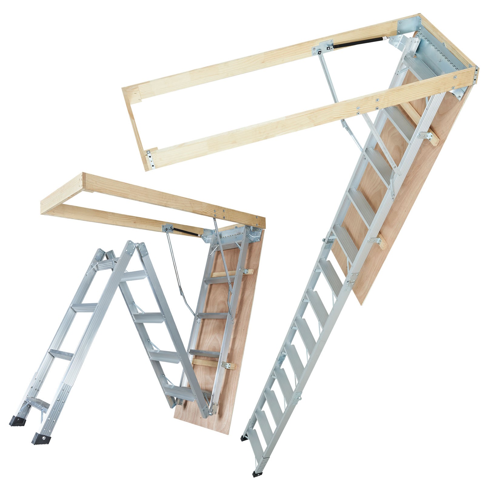 Échelle télescopique pliante en aluminium escabeau réglable 12 échelons 158 kg