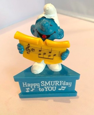 Happy SMURFday Birthday Smurf A Gram  Figurine Vintage SMURFS!!!!