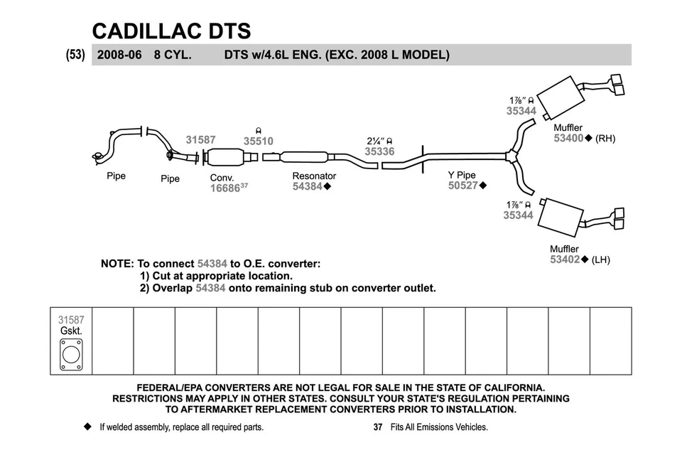 For Cadillac DTS 06-08 Exhaust Muffler and Pipe Assembly Quiet-Flow Driver Side Foto 4 de 4