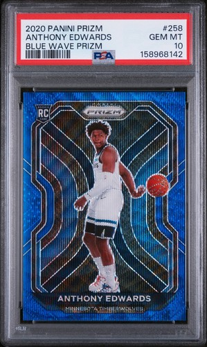 ANTHONY EDWARDS 2020 PRIZM BLUE WAVE RC #258 PSA 10 GEM MINT T-WOLVES #158968142