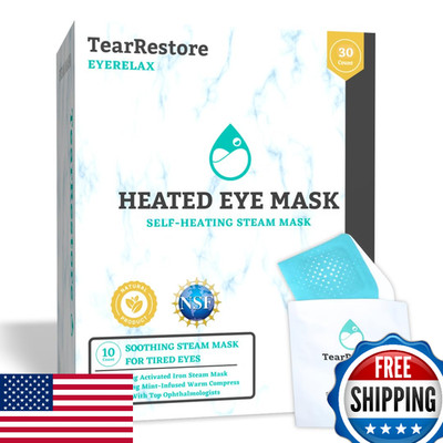 TearRestore EyeRelax Eye Mask - Mint-Infused, Heated, Steam Warm, Stye Eye Relie