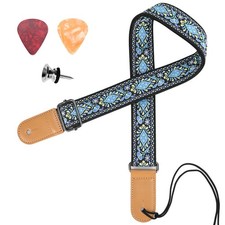 Ukulele Strap, Hawaiian Jacquard Blue Flower Ukelele Shoulder Strap, Suitable...