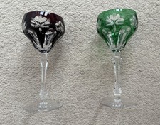 Kristall Römer (2 Stück) - Rare Form - Grün & Aubergine-Braun - 19cm