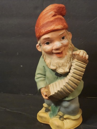 Vintage ZEHO West Germany Rubber Garden Gnome Accordion Musician Figurine