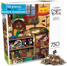Delightful 750 Piece Cats Collection Puzzle - Made in USA - Charles Wysocki Art!