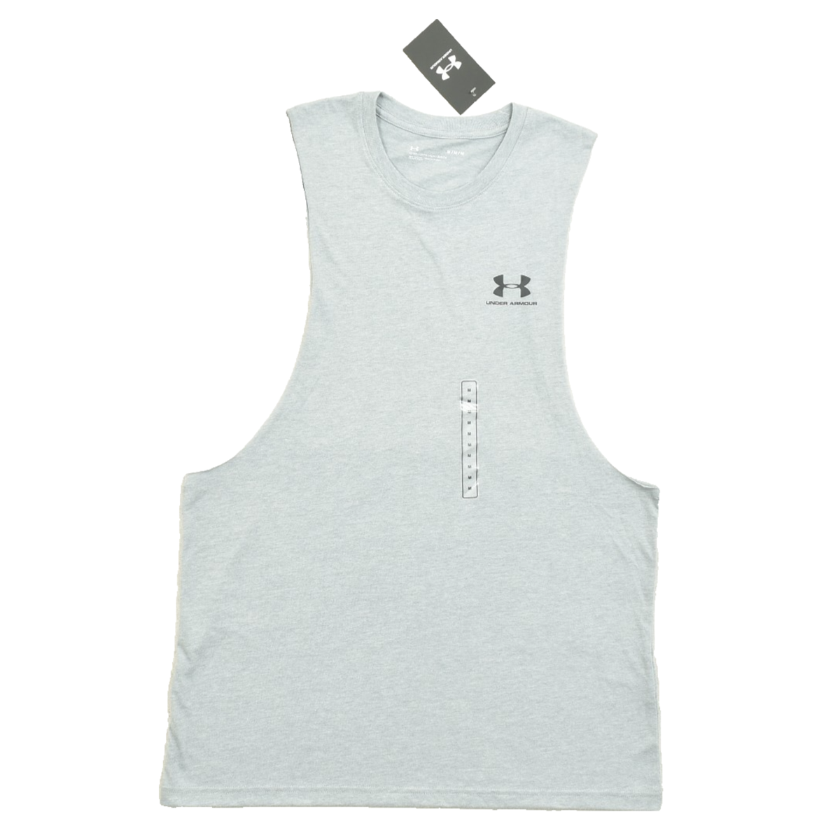 NEW Under Armour UA Left Chest Cut Off Tank Loose Fit Gray