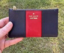 Kate Spade Cameron Street Racing Stripe Mikey Wallet Snap Closure Blue Red HTF
