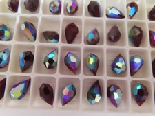 24 Preciosa Machine Cut Drop Pendants 15x9mm Garnet AB