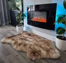 Genuine Sheepskin Rug Soft Fleece Natural Pelt Brown/Mouflon Huge Large 135cm