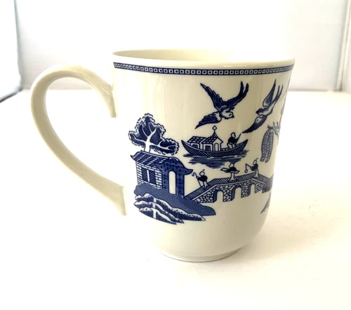 VTG Johnson Bros England 1883 Blue Willow Coffee Mug Tea Cup Pagoda Tree Birds