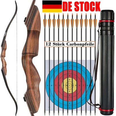 60 Zoll Takedown Recurve Jagdbogen 25-60lbs Holz Bogenschießen Jagd Zielschießen