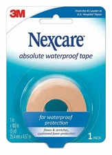 3M Nexcare First Aid Tape Absolute Waterproof Easy Tear 1 in x 5 yd 1ct 6 Pack