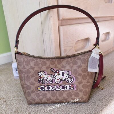 NWT COACH Zip Top Shoulder Bag Signature Canvas CX588 | eBay