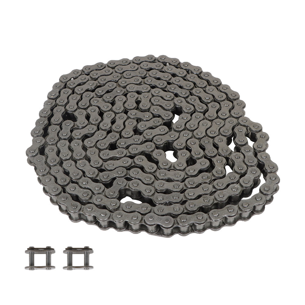 Roller Chain #40 10 Feet With 2 Connecting Links Carbon Steel Pitch Size 0.500"