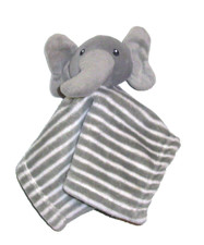 Lila Jack Elephant Baby Blanket Gray White Stripe RATTLE Security Lovey 10x11"
