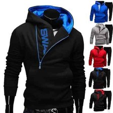 Men's Jogging Set Sports Hoodie Pullover Jacket Oblique Zipper Fashion Letter