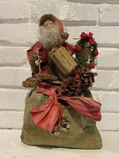 Vintage Paper Mache Santa In A Sack 14  
