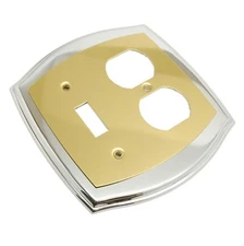 AMEROCK Accents Solid Brass Single Toggle Double Outlet Switch Plate Cover 2Tone