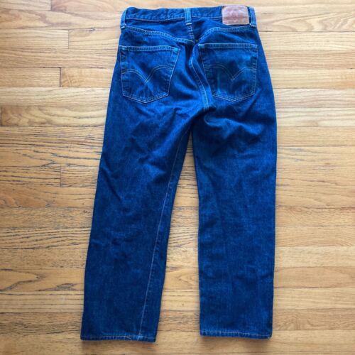 VINTAGE 1947 STILE LEVIS 501XX BIG E JEANS UOMO BLU INDACO CIMELLA DENIM 32 - Foto 3 di 13