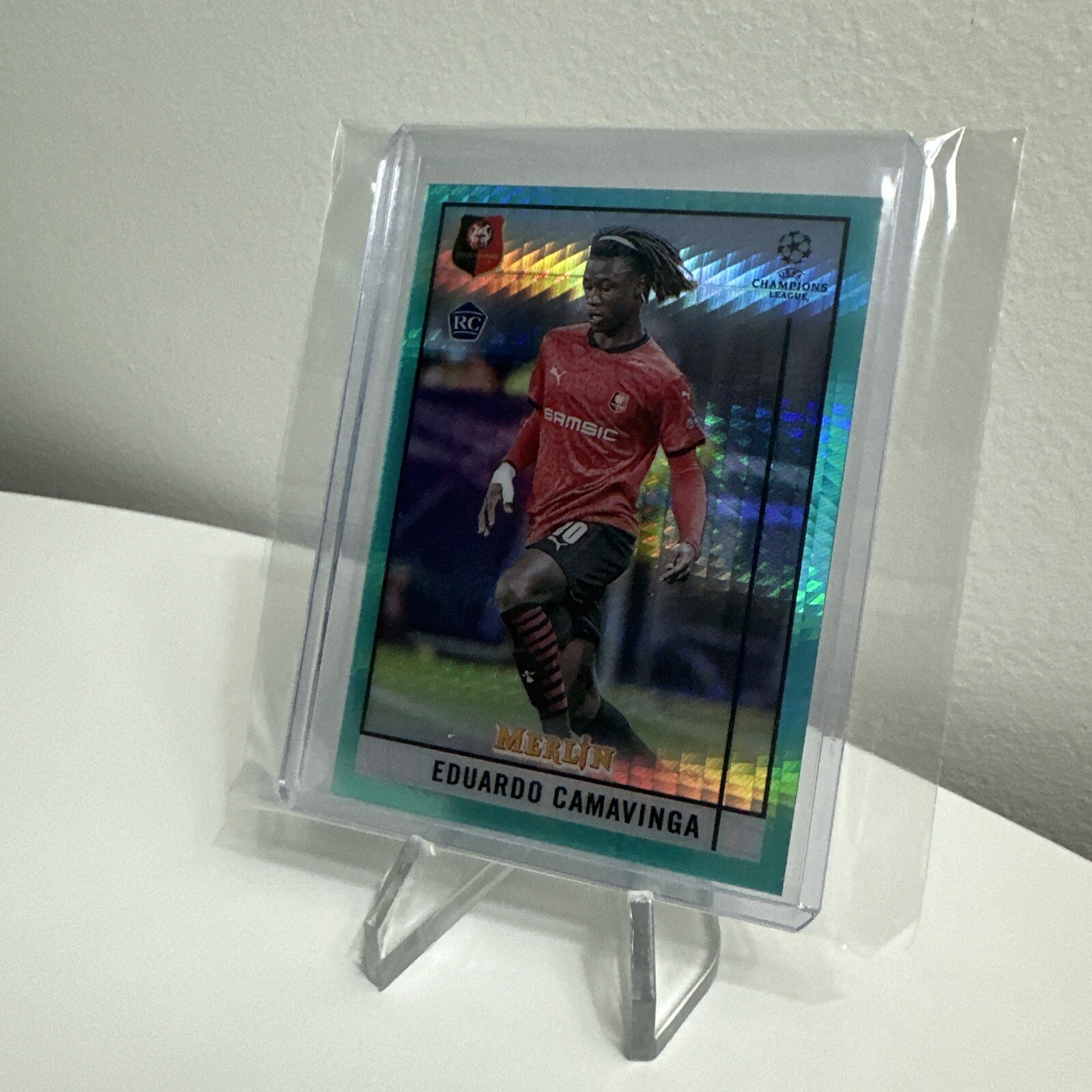 2020-21 Topps Merlin Chrome UCL Eduardo Camavinga RC Aqua Prism Refractor #20