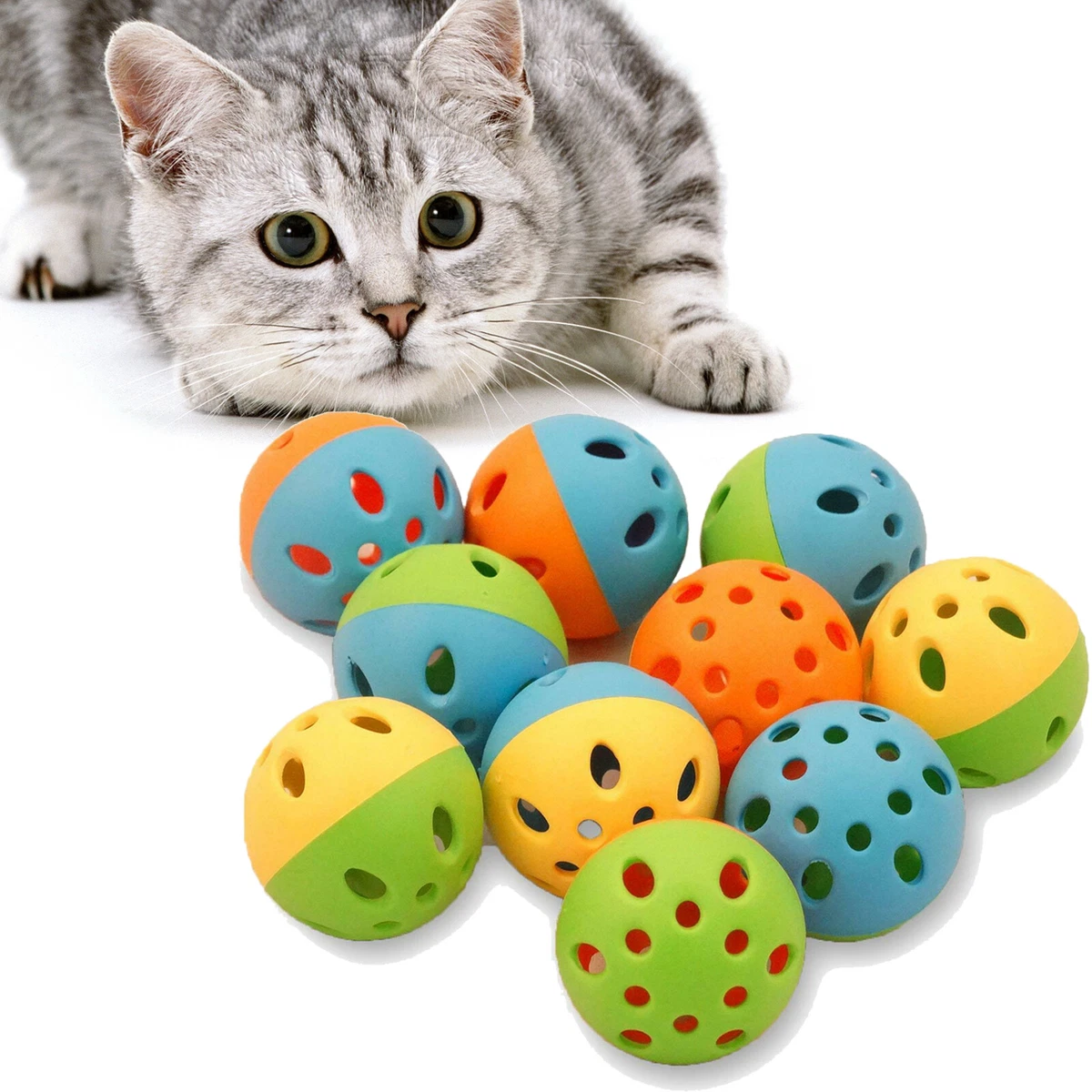Cat Kitten Balls x10 Bulk Pack Safe Toy Play Interactive Dog Puppy CatCentre